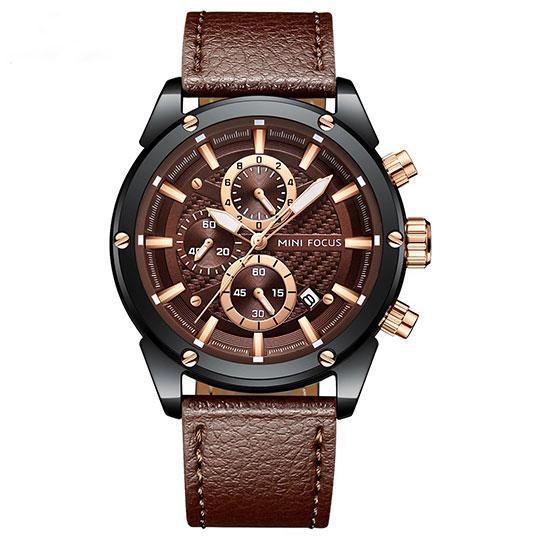 Minifocus Montre homme d'affaires marron Noir